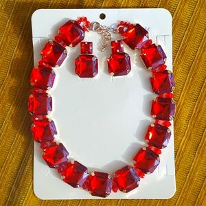 Artificial Red Gem Jewelry Set